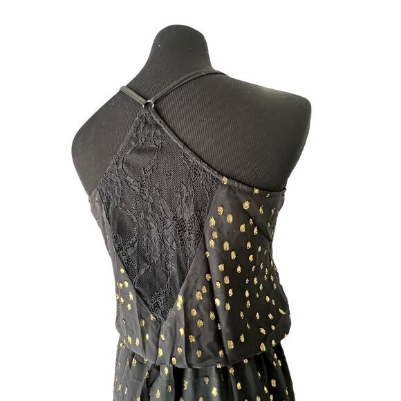 KARINA GRIMALDI BLACK LACE AND GOLD MAXI DRESS SIZE XS - Picture 12 of 12